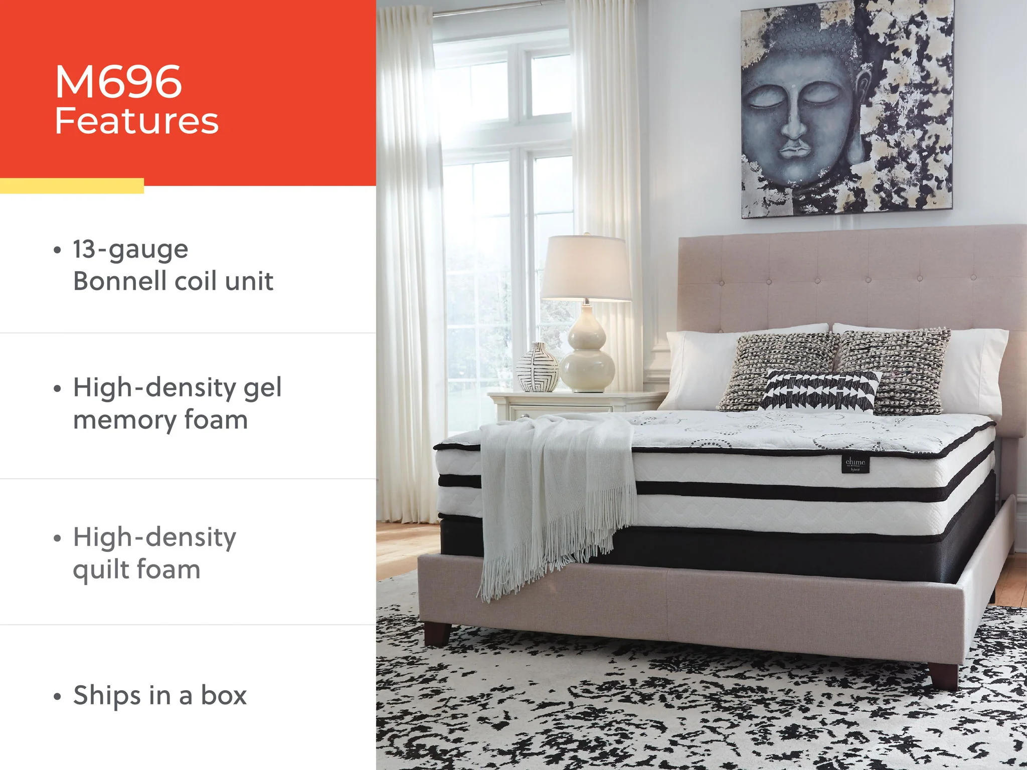 Chime 10 Inch Hybrid - Medium Hybrid Mattress - CLT Flooring & Furnishings Inc