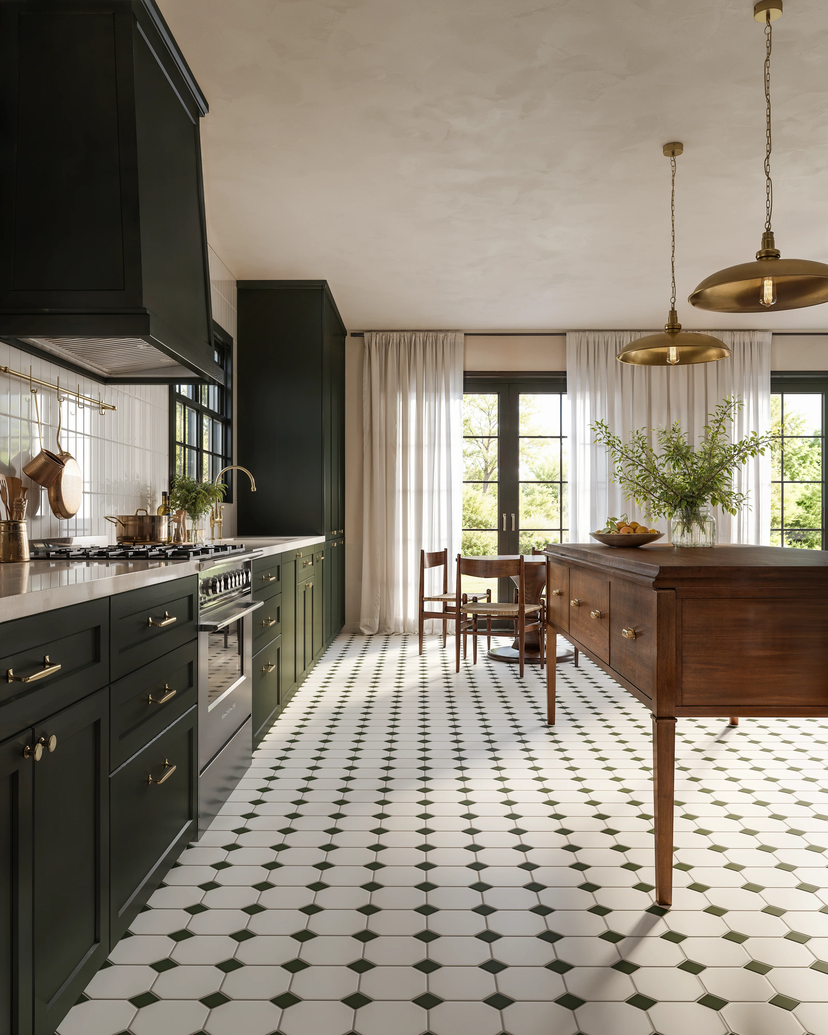 Gramercy Original Ceramic Tile in Calcite Matte & Hunter Green Matte - CLT Flooring & Furnishings Inc